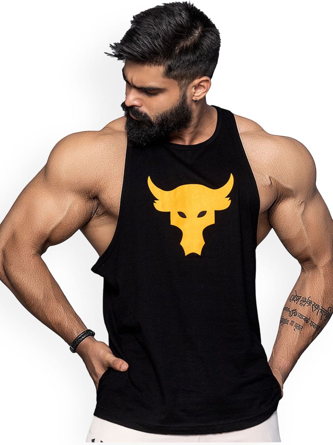 JUARI BE A GENTLEMAN Printed Cotton Gym Vest VESGN6NYAYNDK5WR - view 1