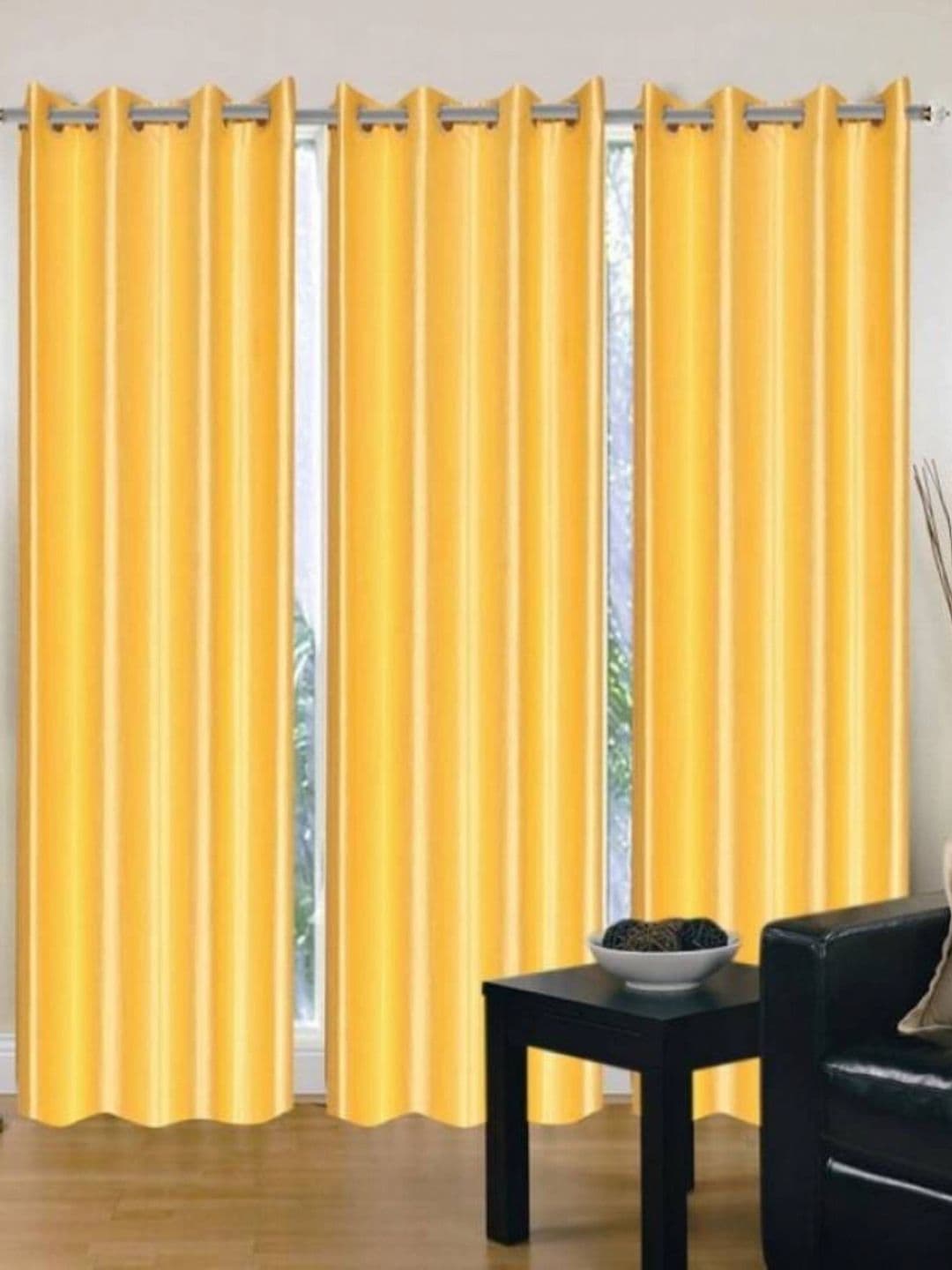 BELLA TRUE Yellow 3 Pieces Long Door Curtains - view 1