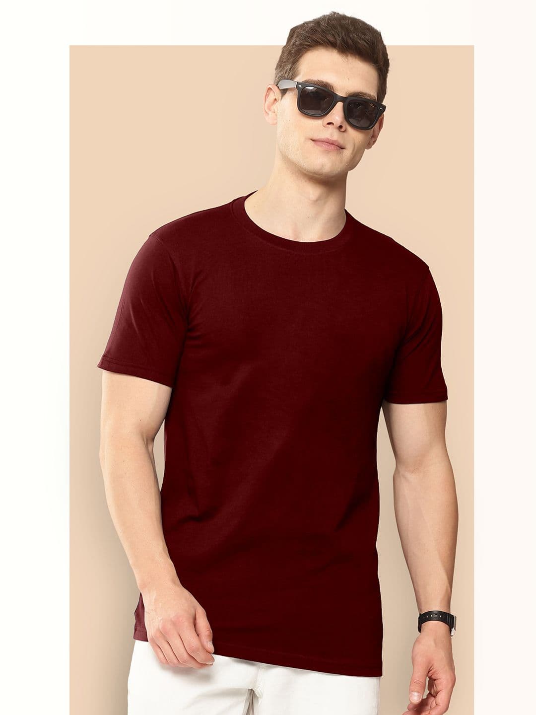 Q CUT Round Neck Cotton Regular Fit Tshirt - view 1