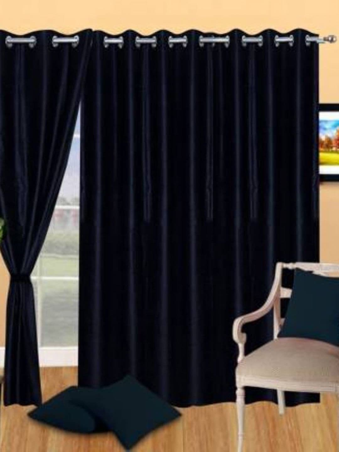 BELLA TRUE Black 3 Pieces Long Door Curtains - view 1