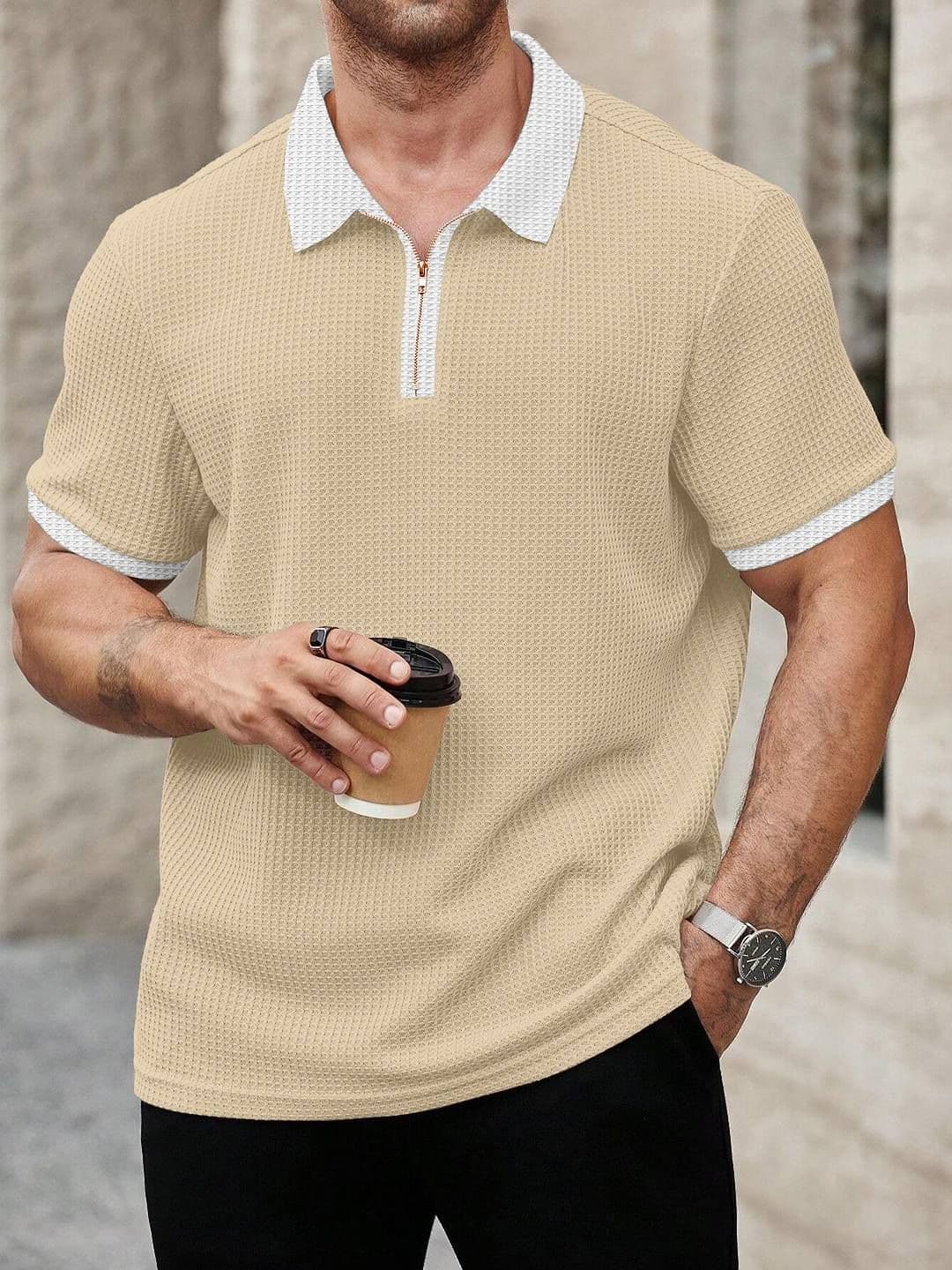 KAJARU Men Colourblocked Polo Collar T-shirt - view 1