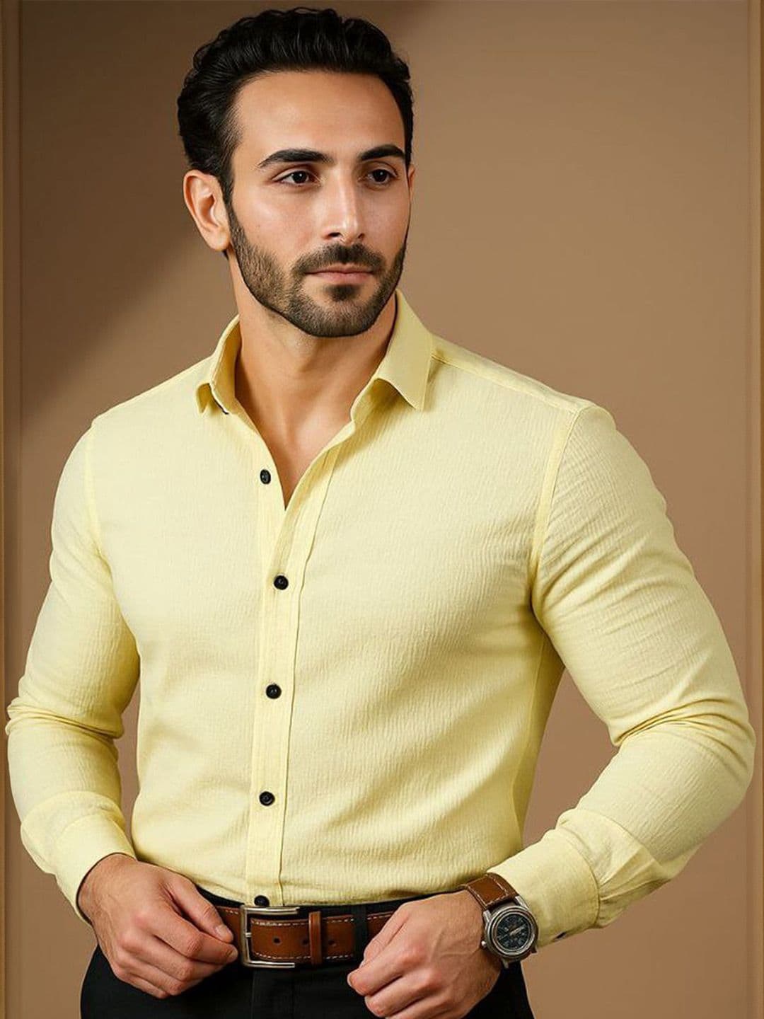 MARMIC FAB Men Textured Classic Slim Fit Formal Shirt - view 1