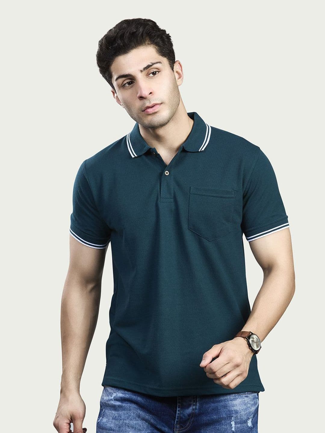 BE POSITIVE Men Polo Collar Pockets T-shirt - view 1