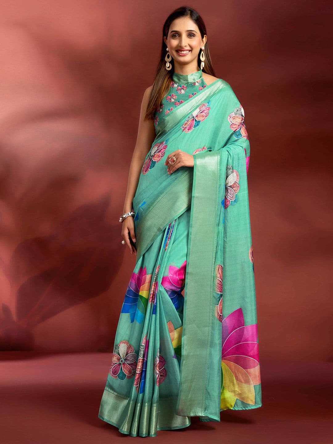 Mitera Floral Woven Design Zari Ready to Wear Saree - view 1