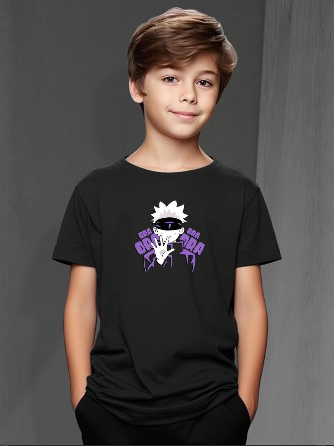 LONDON STREETS Black Gojo Anime Graphic Print T-Shirt - view 1