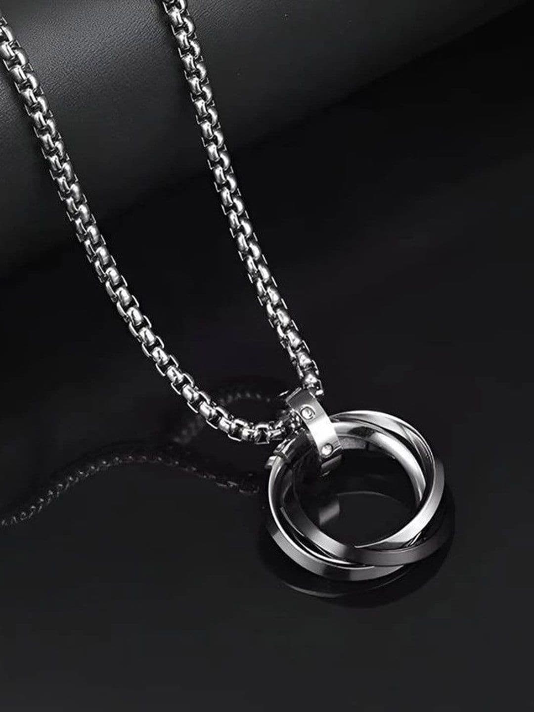 The Roadster Lifestyle Co. Men Rhodium-Plated Circular Shaped Pendant - view 1
