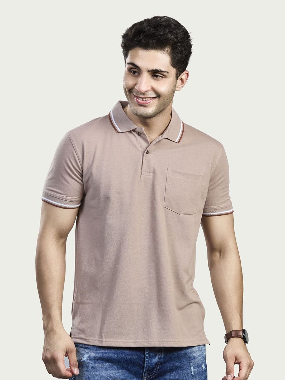 BE POSITIVE Men Polo Collar Pockets T-shirt - view 1