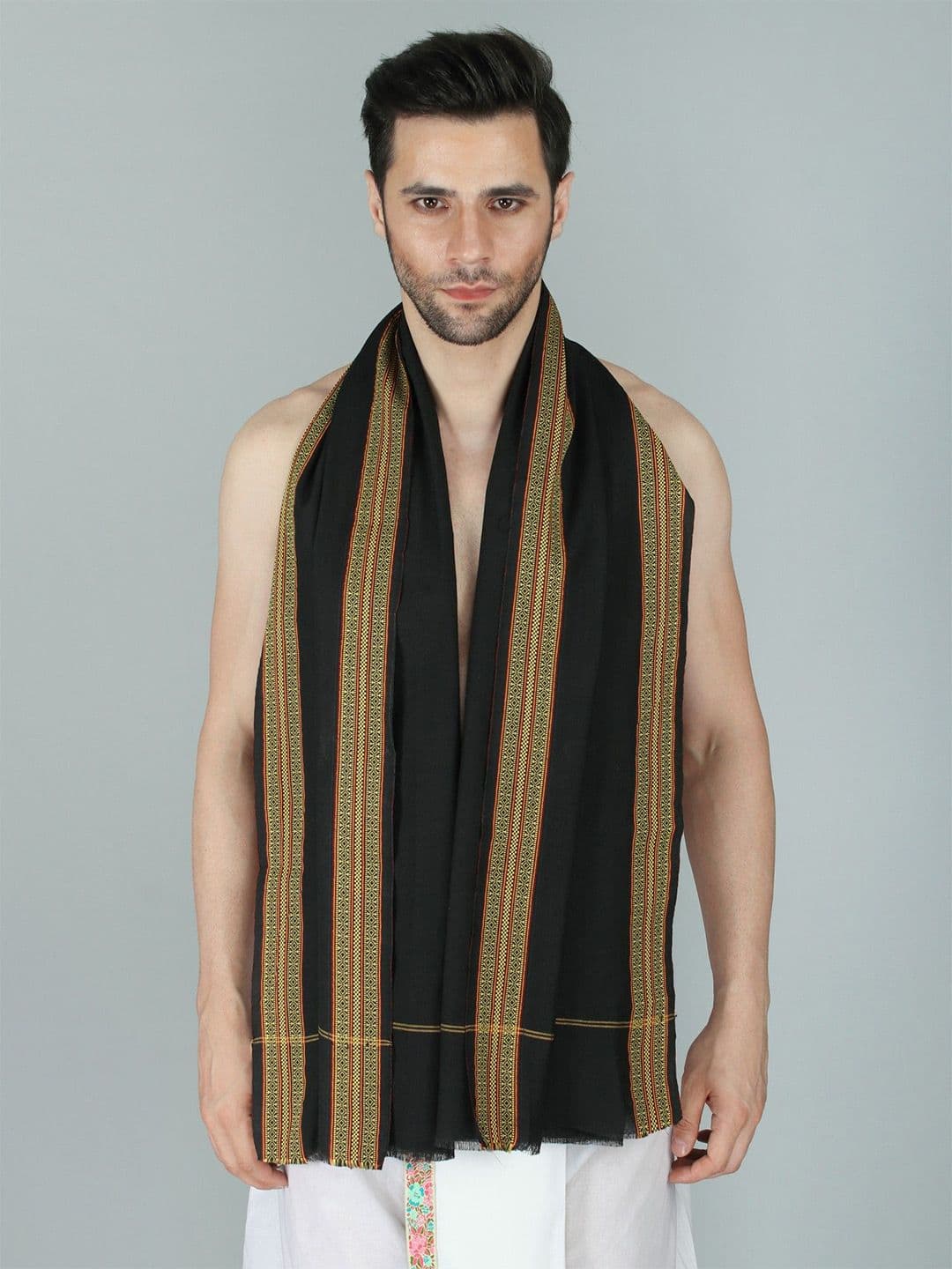 Exotic India Woven Design Zari Angavastram - view 1