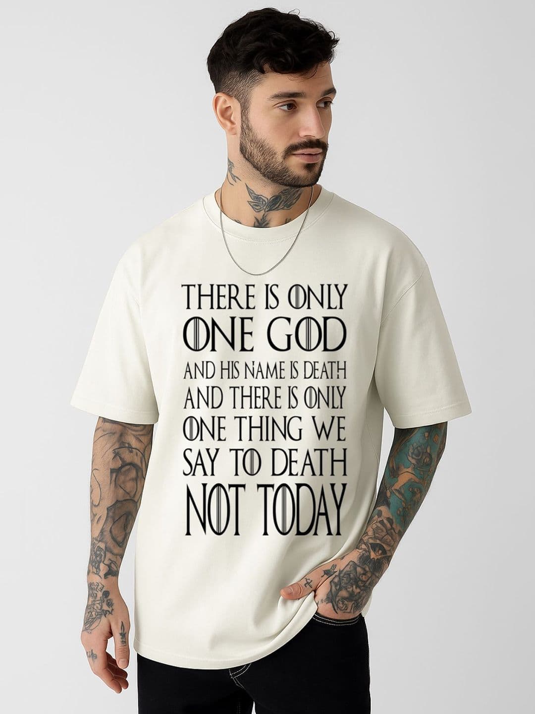 Be Crazy Men Game Of Thrones Typography Printed Round Neck Cotton Oversized T-shirt - view 1