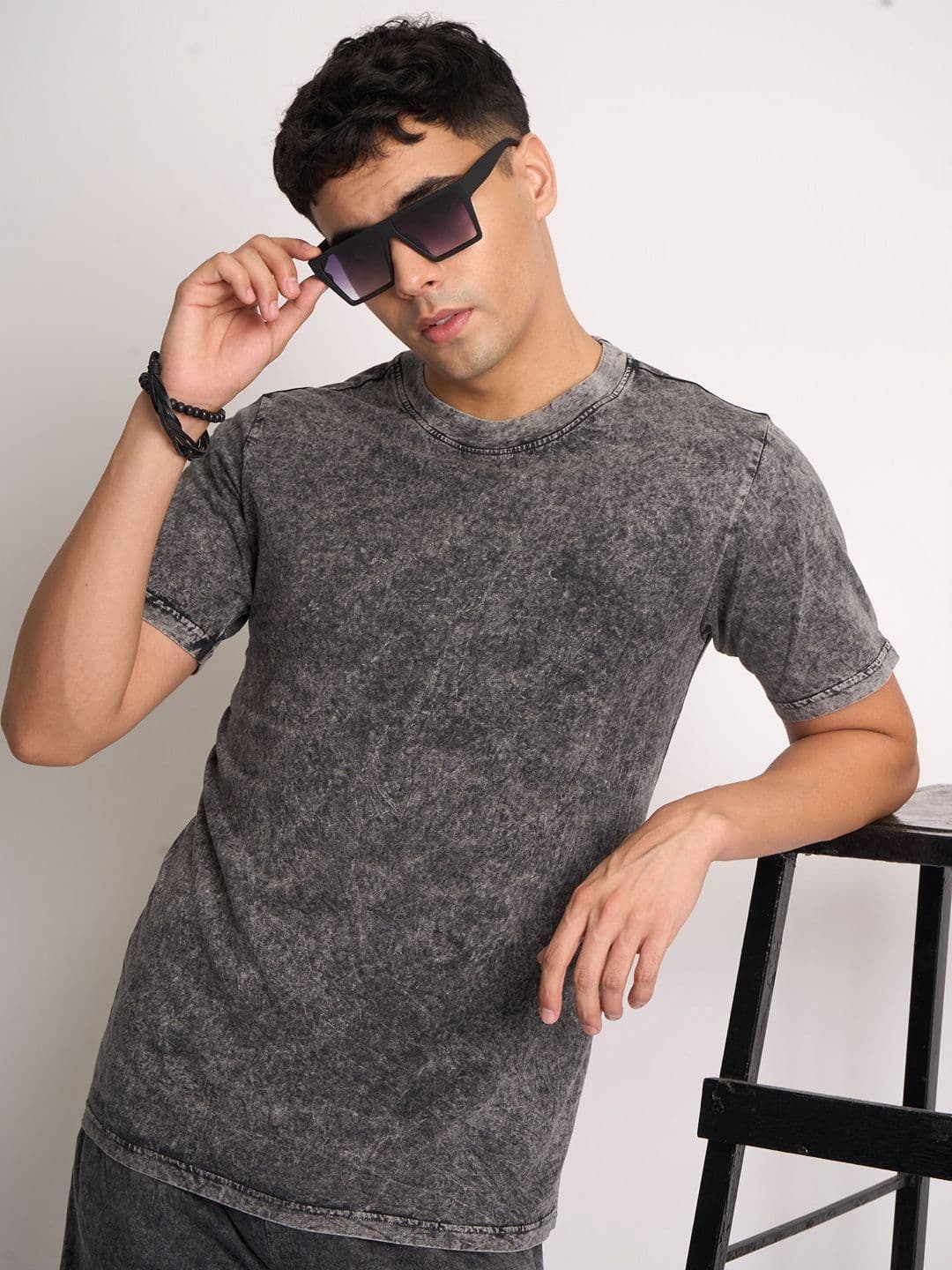 Bene Kleed Men Round Neck Acid Wash Regular Fit Cotton T-shirt - view 1