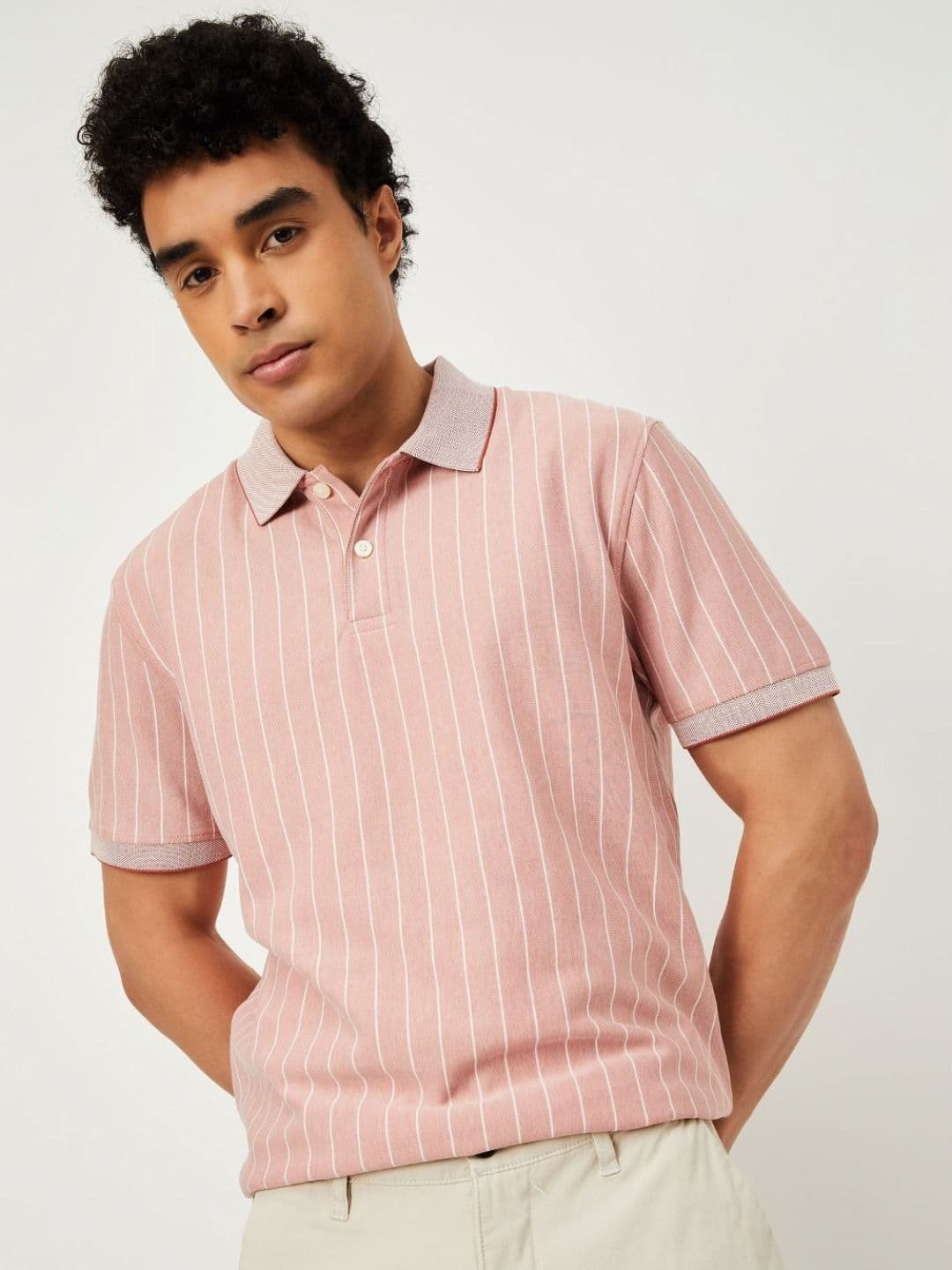 max Men Striped Polo Collar T-shirt - view 1