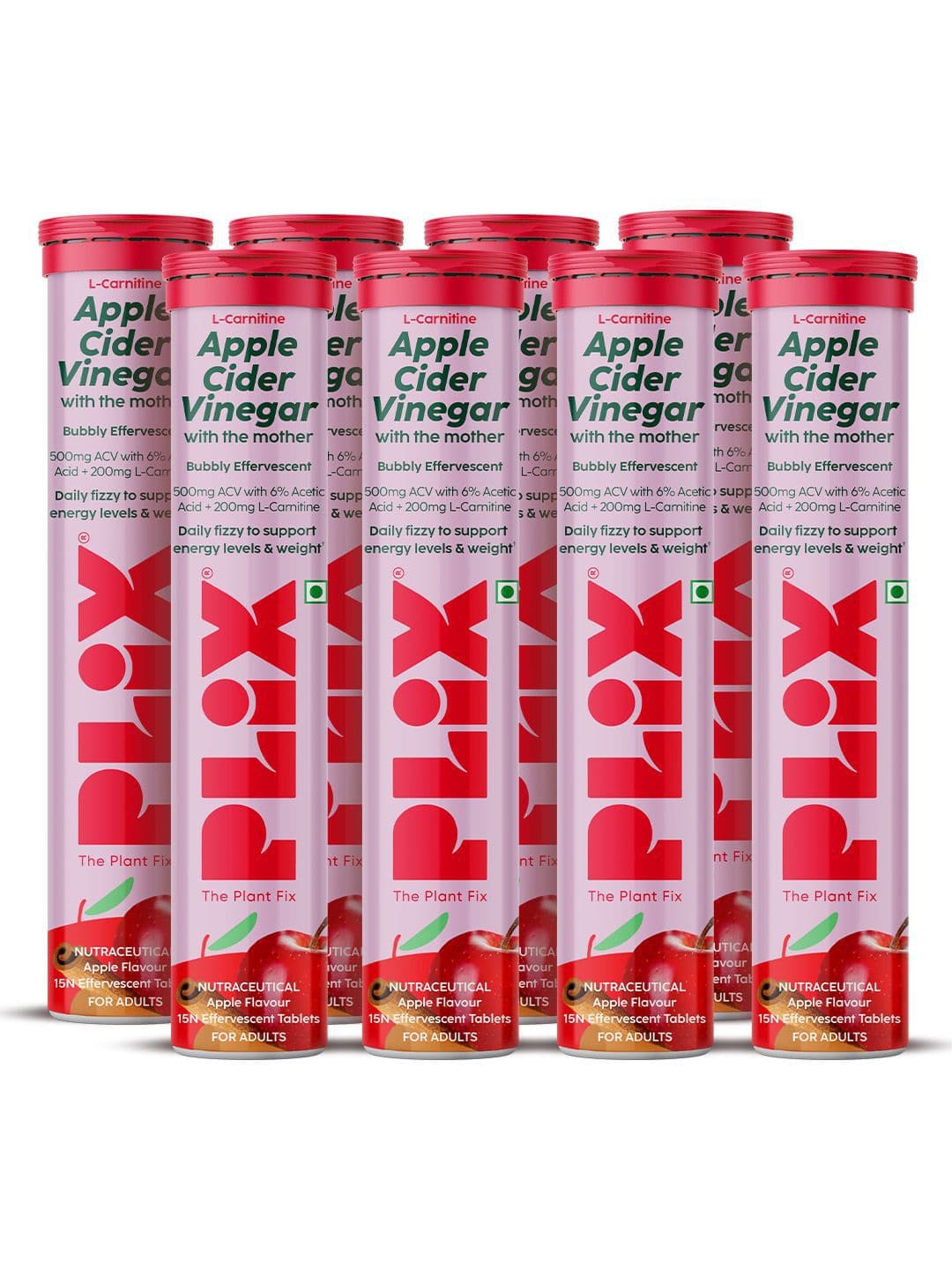 PLIX THE PLANT FIX Set Of 8 Apple Cider Vinegar Effervescent- 15 Tablets Each- Apple - view 1