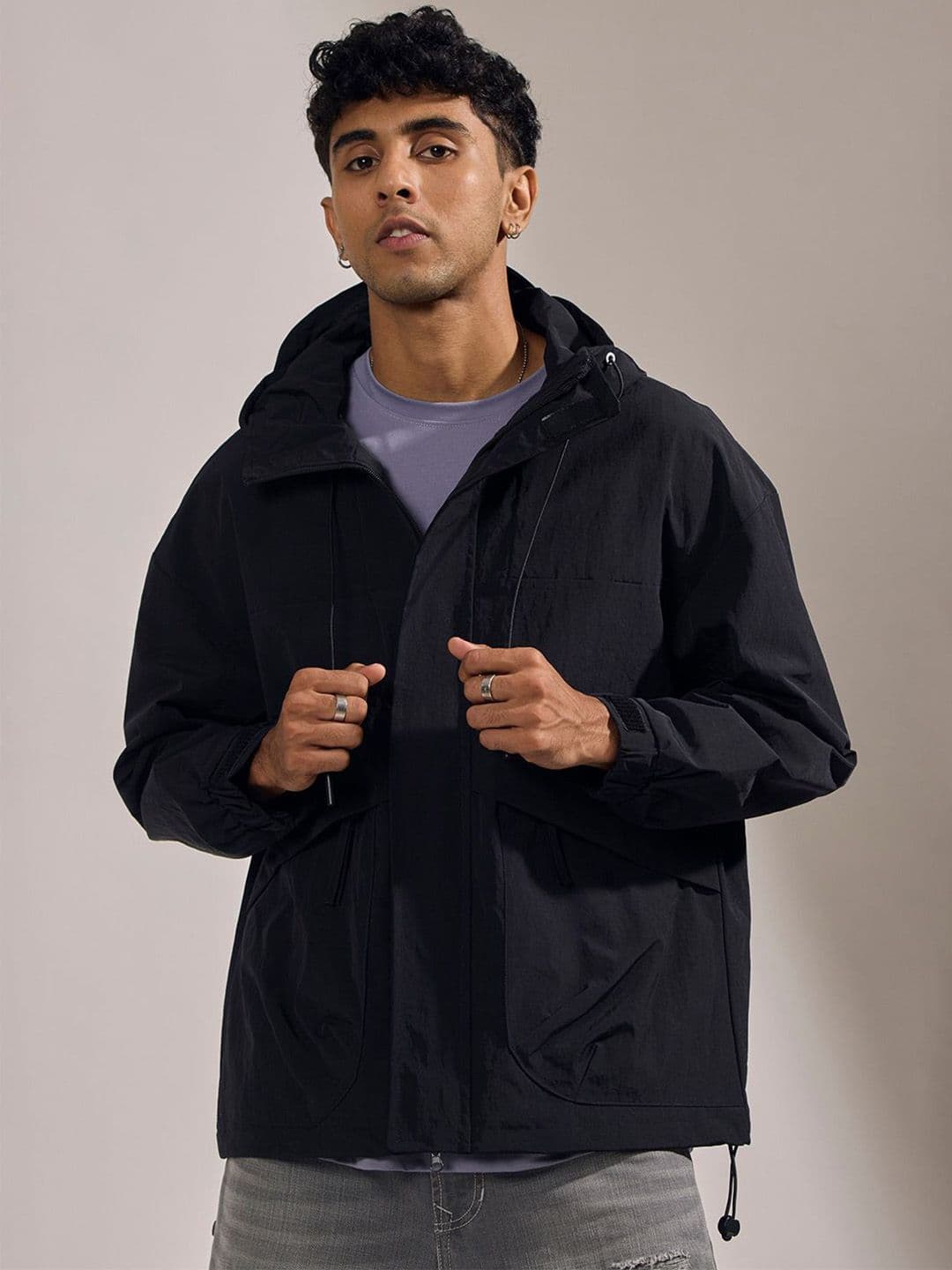 Espanshe Men Solid Hooded Sporty Jacket - view 1