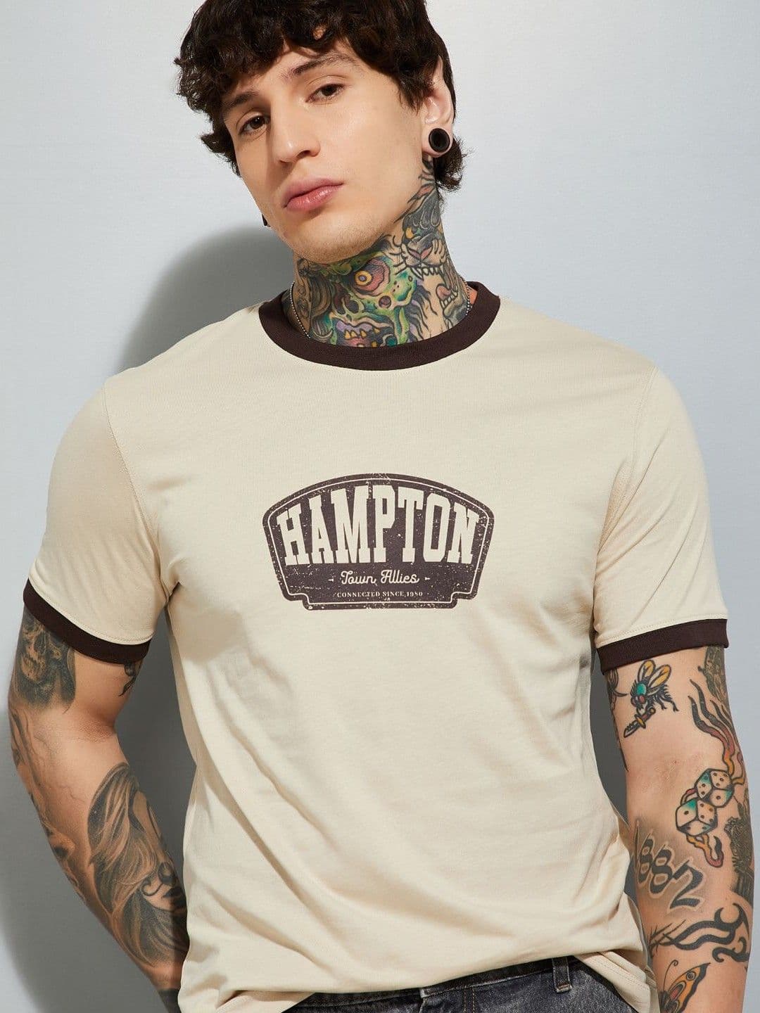 max Typography Printed Regular Fit Pure Cotton T-shirt - view 1
