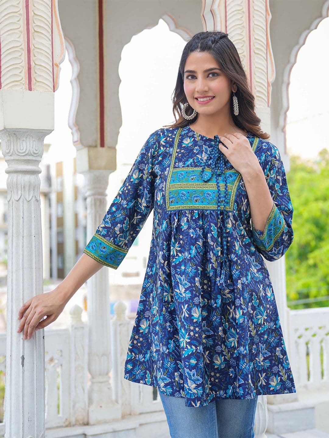 IKRASS Floral Printed A-Line Kurti - view 1
