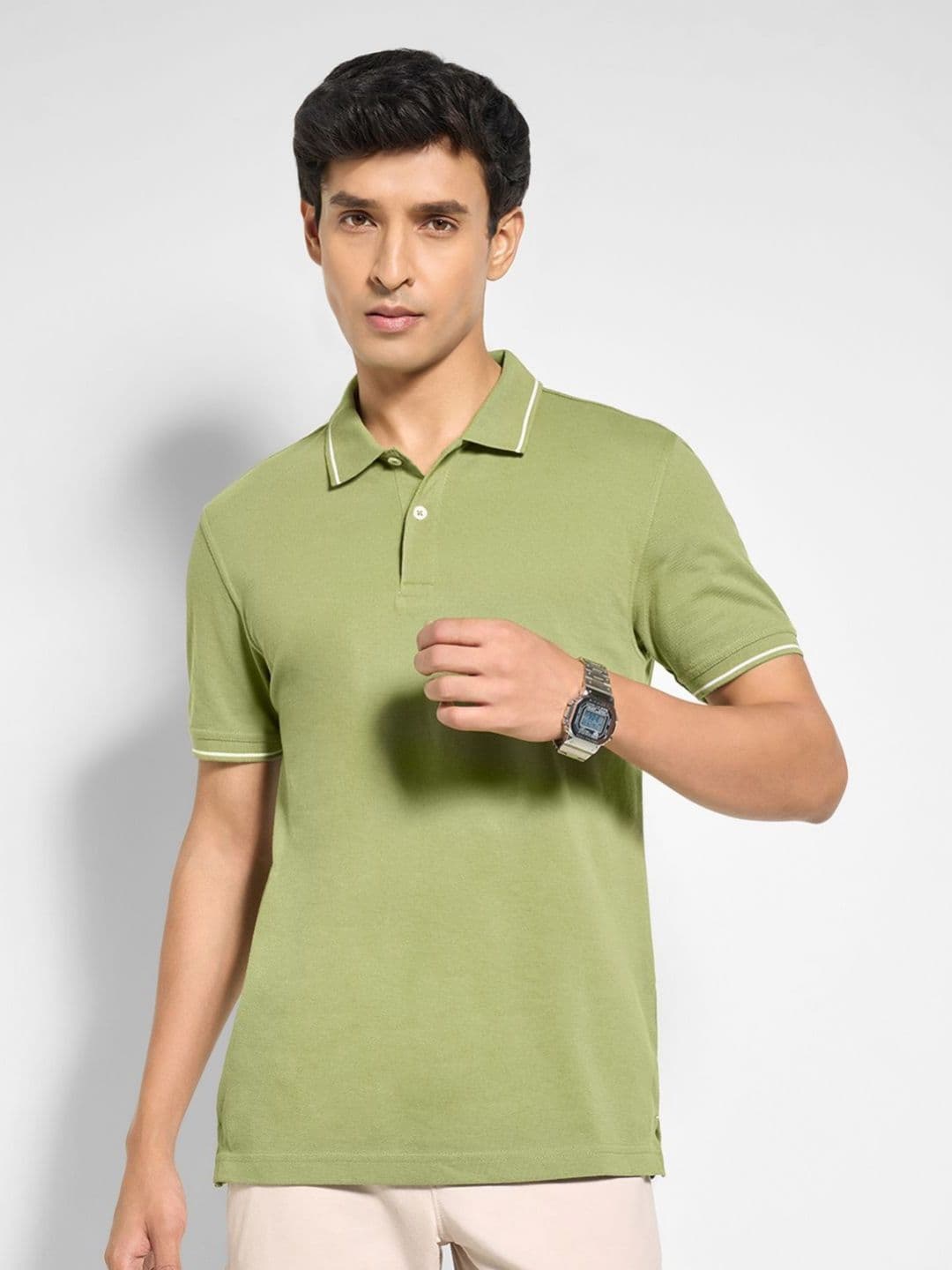 Peregrine by Pantaloons Polo Collar Slim Fit Pure Cotton T-shirt - view 1