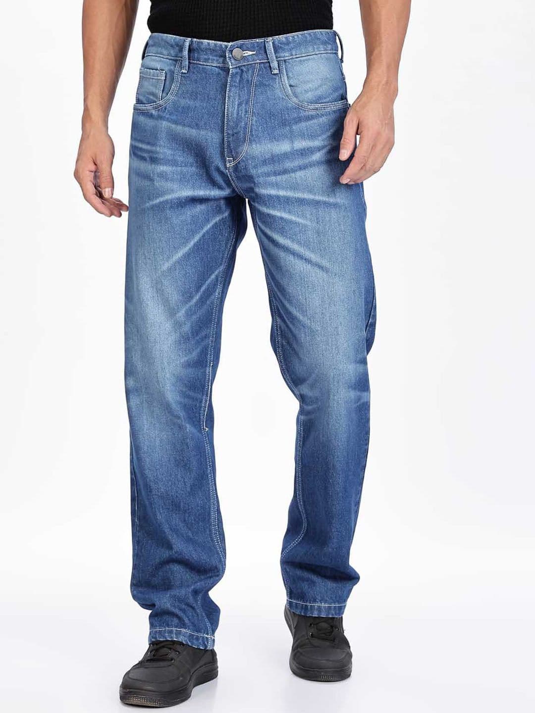 HERE&NOW Men Straight Fit Mid-Rise Mildly Distressed Light Fade Jeans - view 1