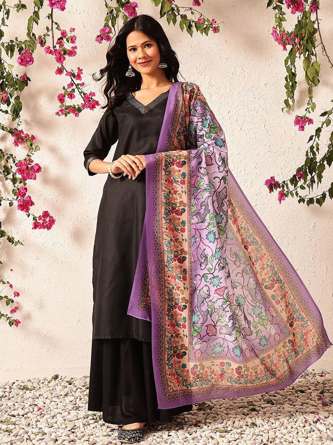 Silk Land Pen Kalamkari Mul Cotton Digital Printed Dupatta - view 1