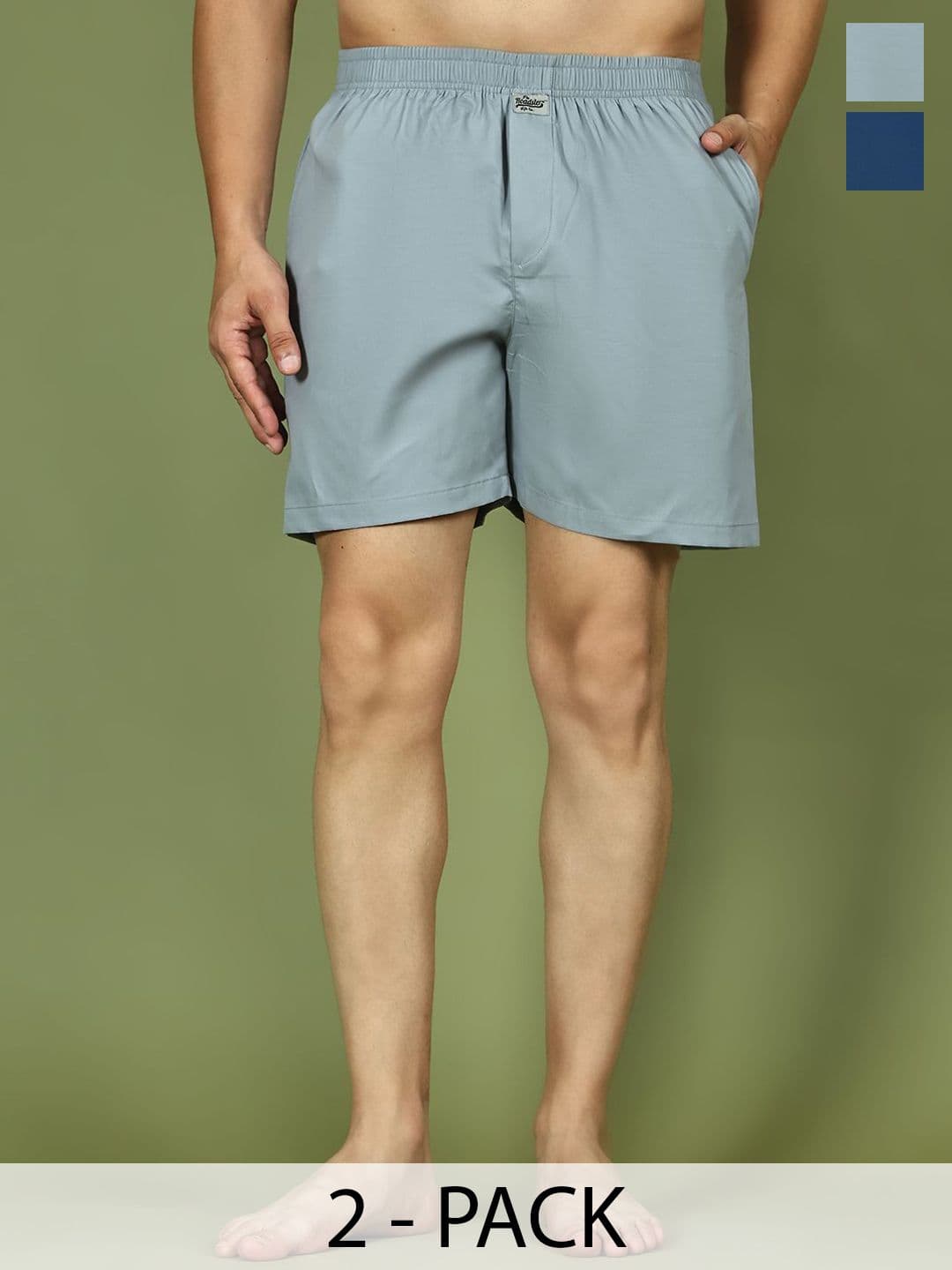 The Roadster Lifestyle Co Pack Of 2 Pure Cotton Boxers -RDBX_154Navy-Grey_Pack-2 - view 1
