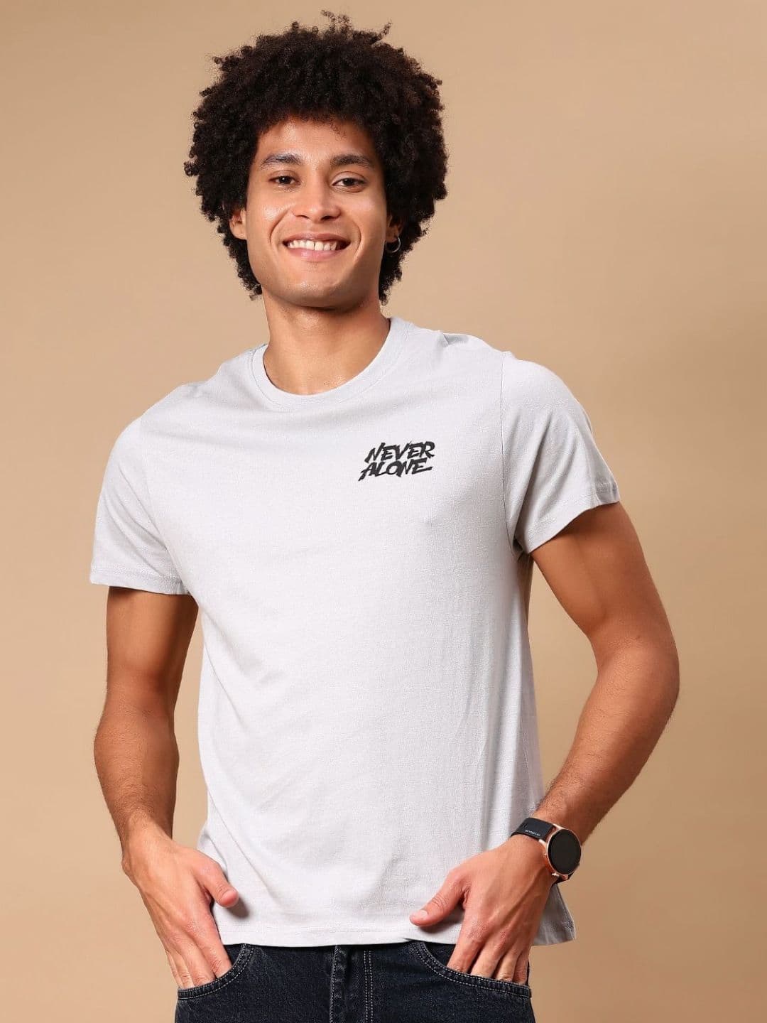 V-Mart Men Typography Printed Round Neck Cotton T-shirt - view 1