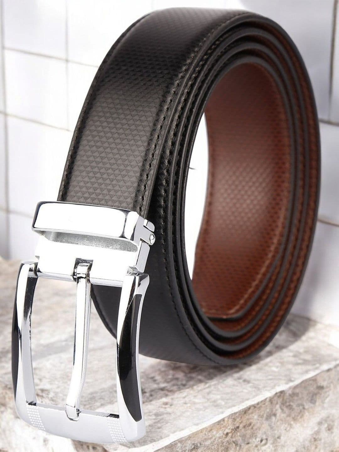 The Roadster Lifestyle Co. Men Solid Vegan Leather Reversible Belt - view 1