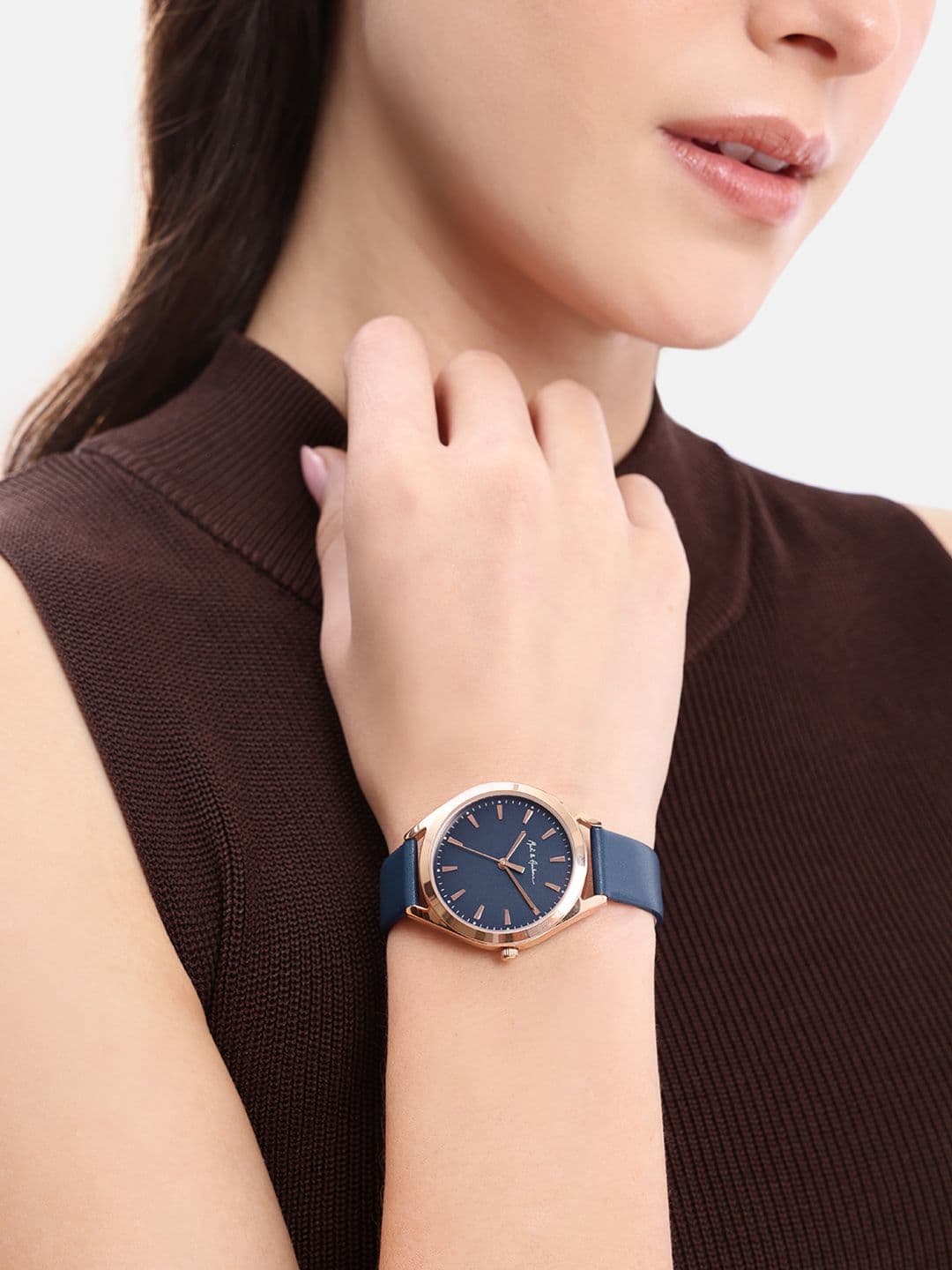 Mast & Harbour Unisex Brass Dial & Leather Straps Analogue Watch - view 1