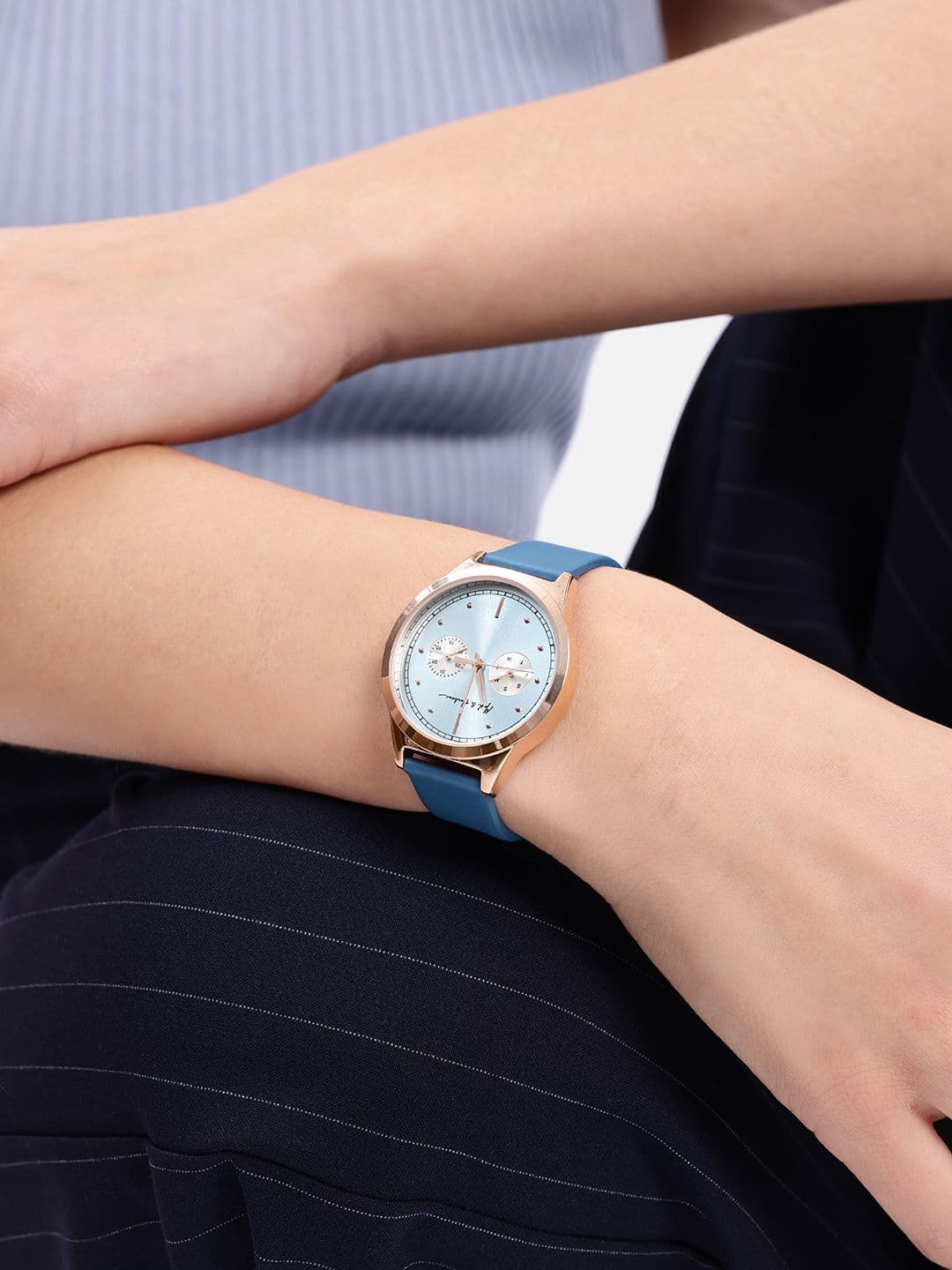 Mast & Harbour Unisex Brass Dial & Leather Straps Analogue Multi Function Watch - view 1