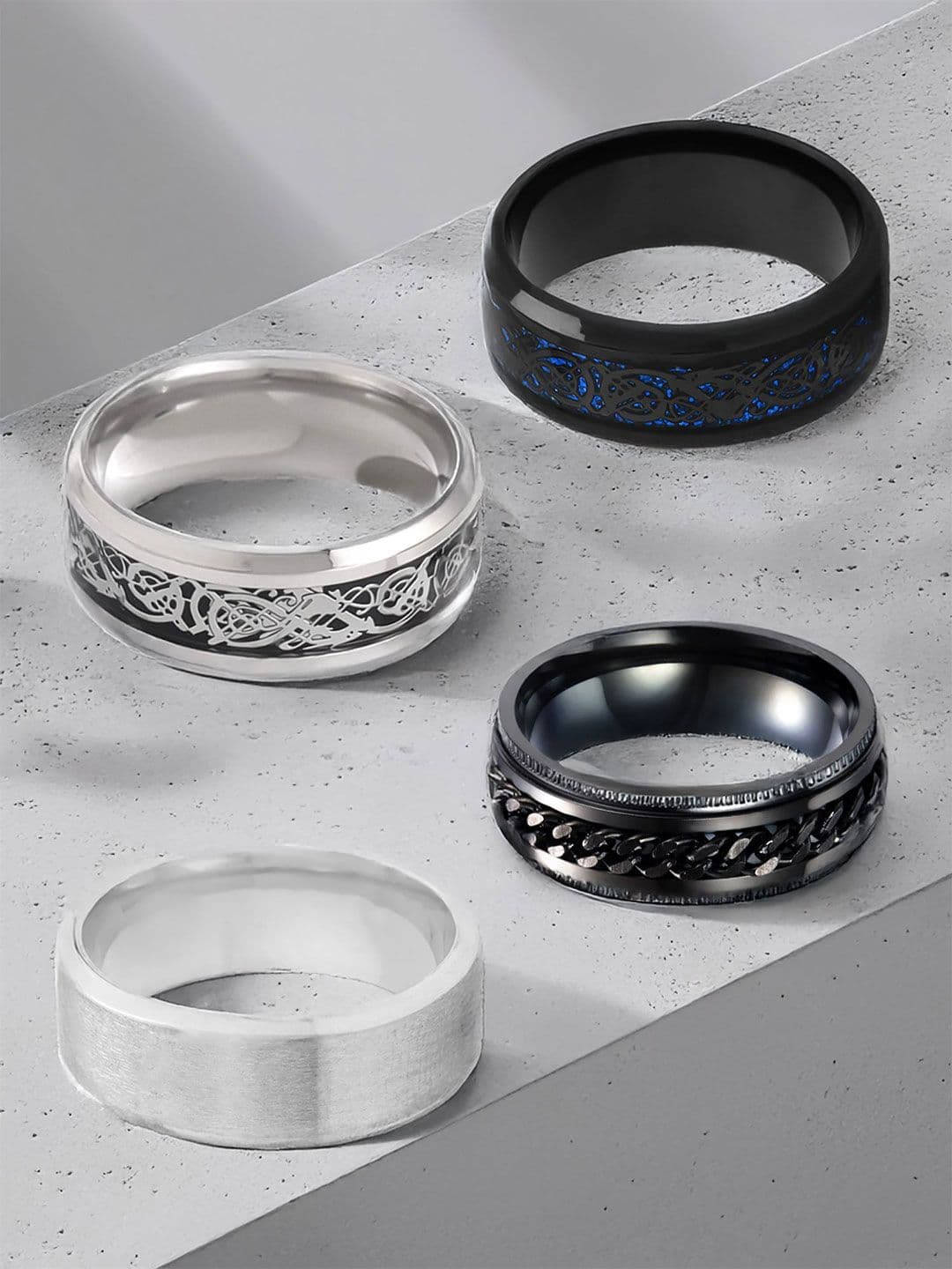 Yellow Chimes Men Set Of 4 Finger Ring - view 1