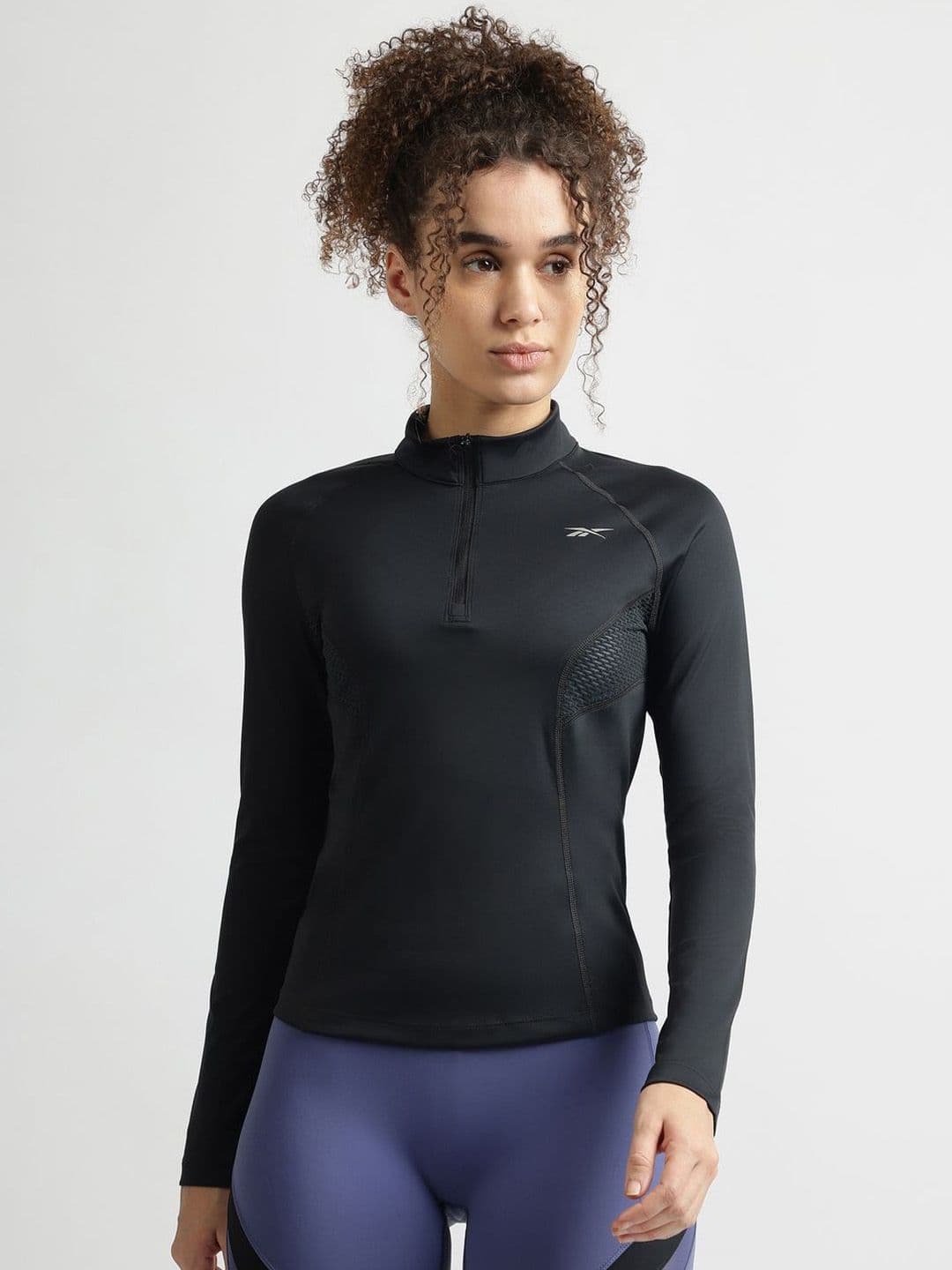 Reebok Women Mock Collar Solid Sporty Jacket - view 1