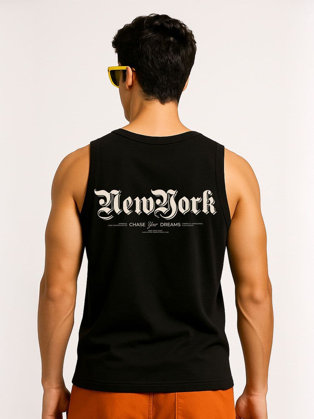 VEIRDO Men Regular Fit Black Printed Pure Cotton Innerwear Vests G4_NY_BLK - view 1
