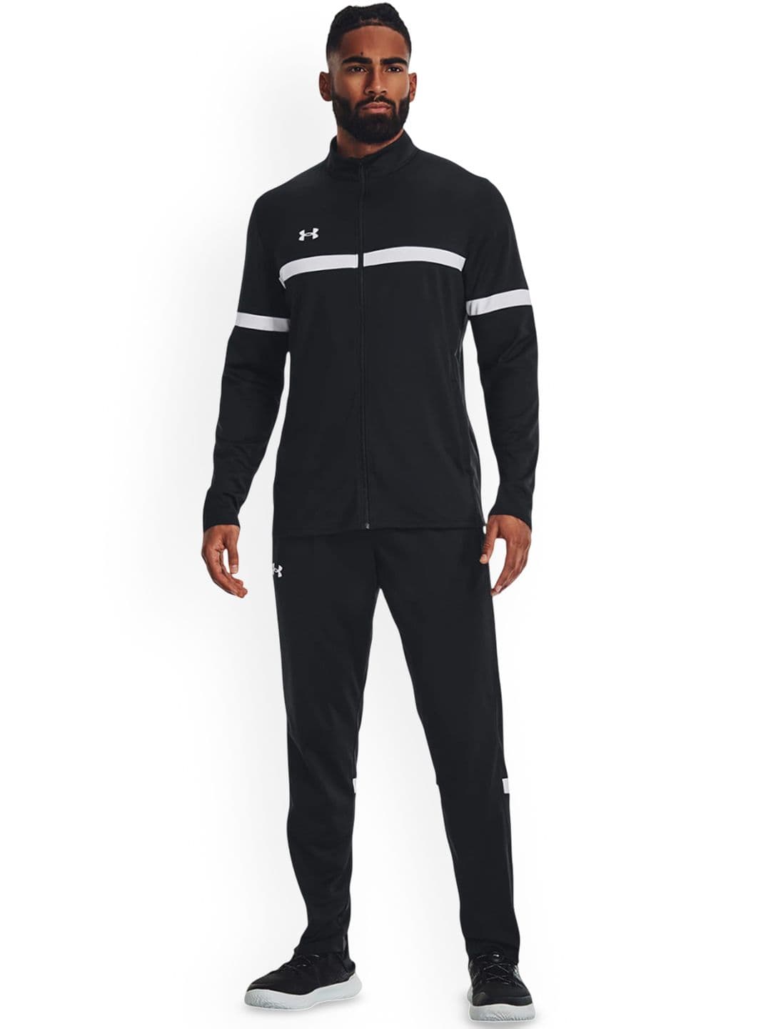 UNDER ARMOUR Men Striped Team Knit Warmup Full Zip Jacket - view 1