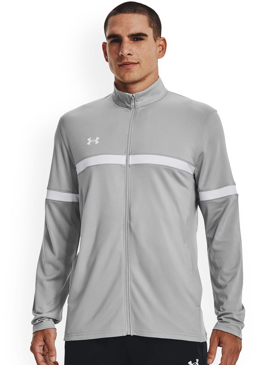 UNDER ARMOUR Men Striped Team Knit Warmup Full Zip Jacket - view 1