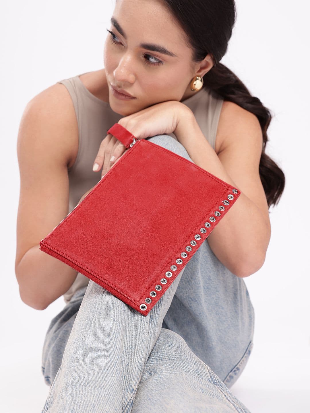 MANGO Leather Clutch With Suede Finish - view 1