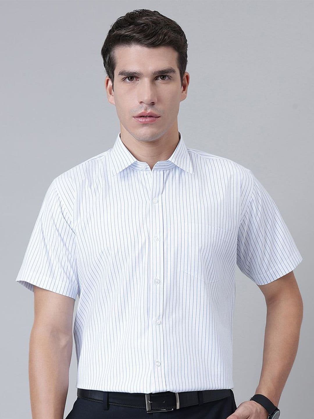 ACCOX Men Vertical Striped Spread Collar Cotton Formal Regular Fit Shirt - view 1