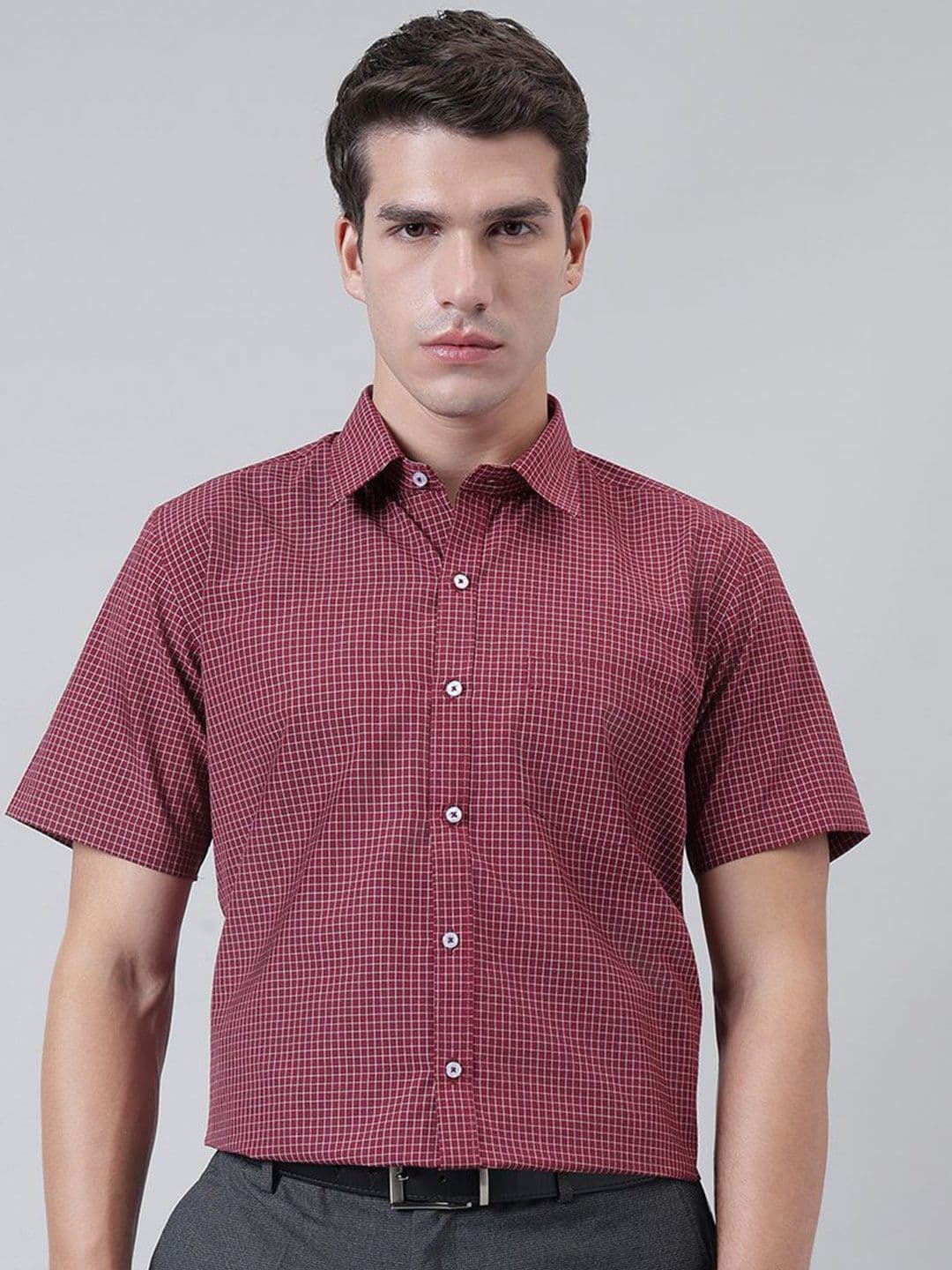 ACCOX Comfort Micro Checked Short Sleeves Cotton Formal Shirt - view 1