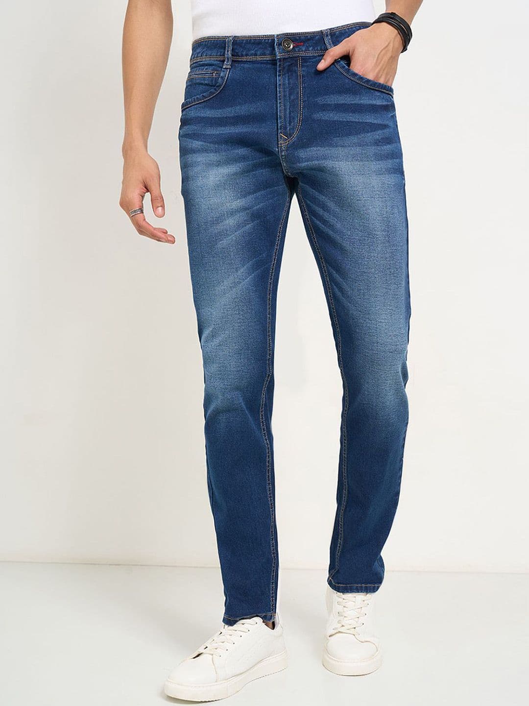 SF JEANS by Pantaloons Men Skinny Fit Mid-Rise Clean Look Light Fade Non Stretchable Jeans - view 1