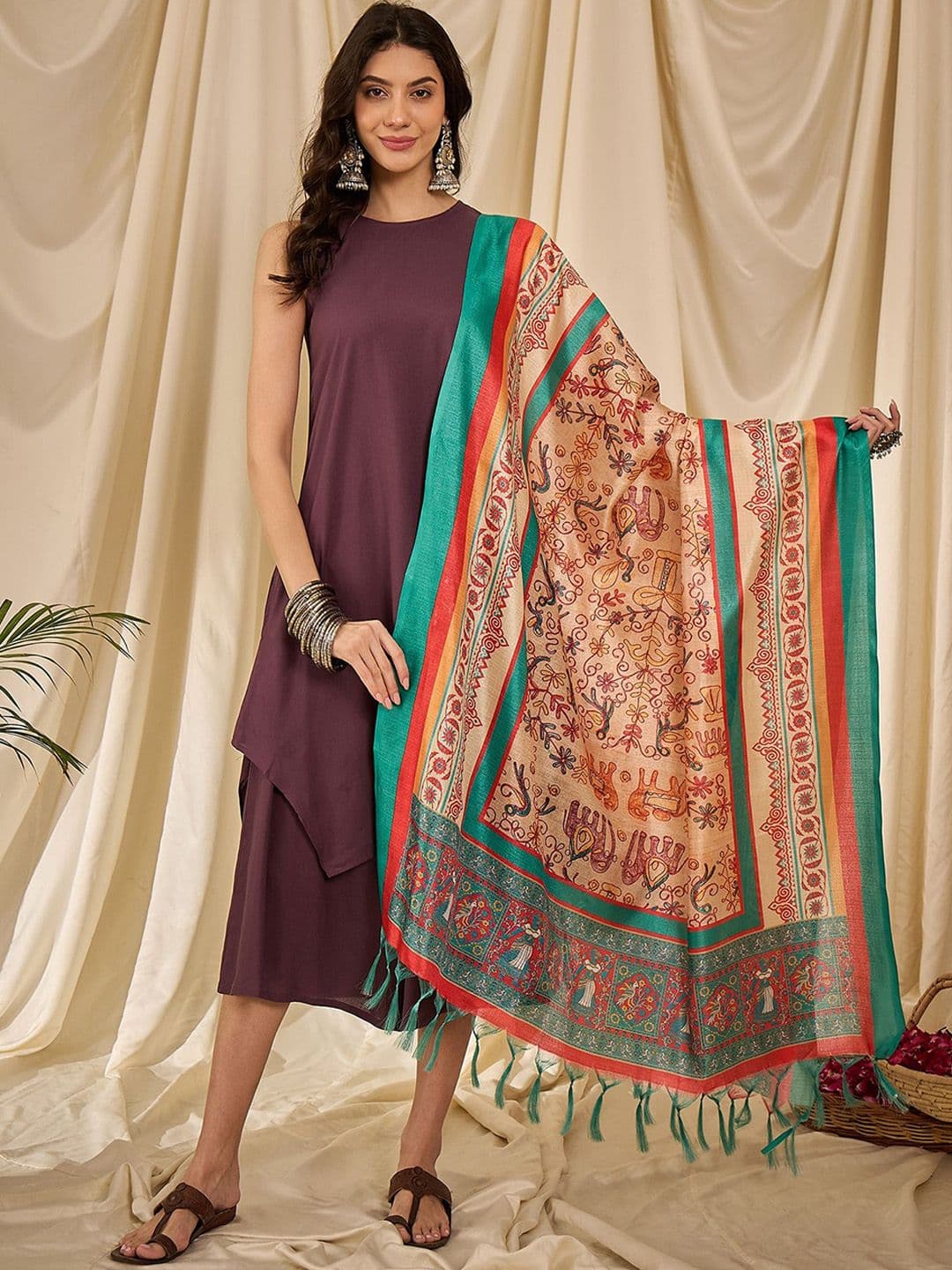 InWeave Women Regular Kurta with Palazzos & With Dupatta - view 1