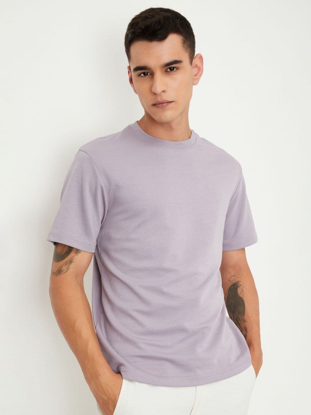 max Men Solid Round Neck Cotton T-shirt - view 1