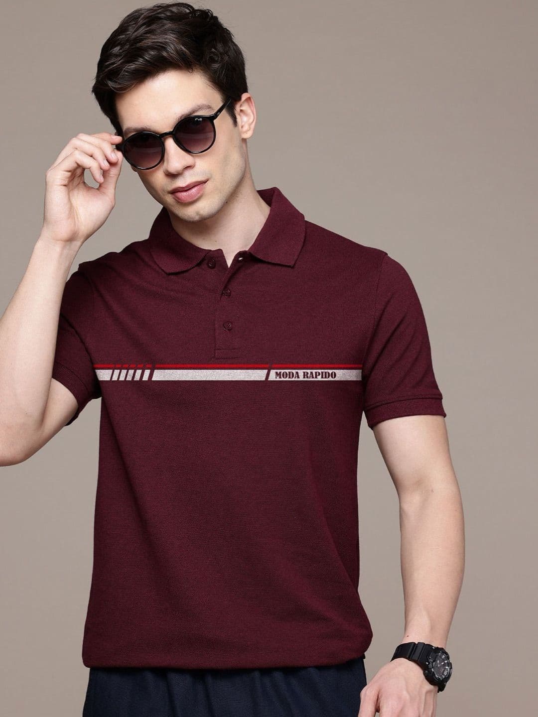 Moda Rapido Men Printed Polo Collar Pockets T-shirt - view 1