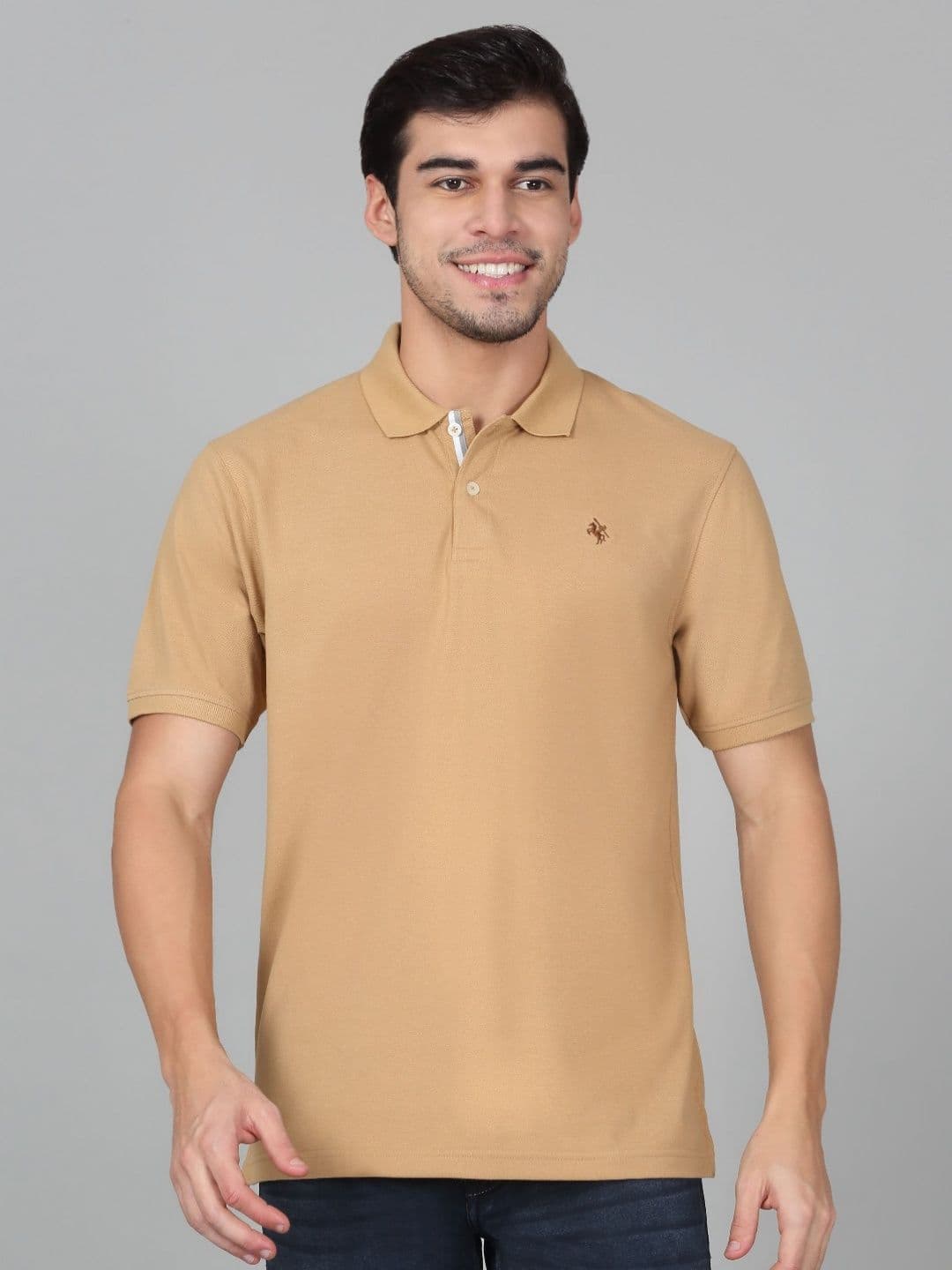 Cantabil Men Solid Polo Collar Cotton T-shirt - view 1