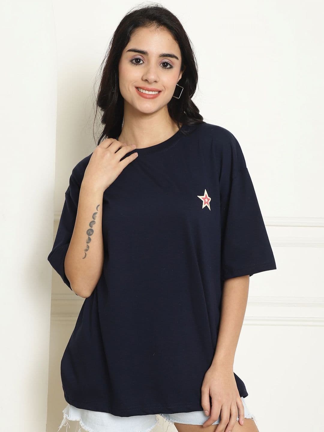 Metronaut Women Graphic Printed Round Neck Cotton Oversized T-shirt - view 1