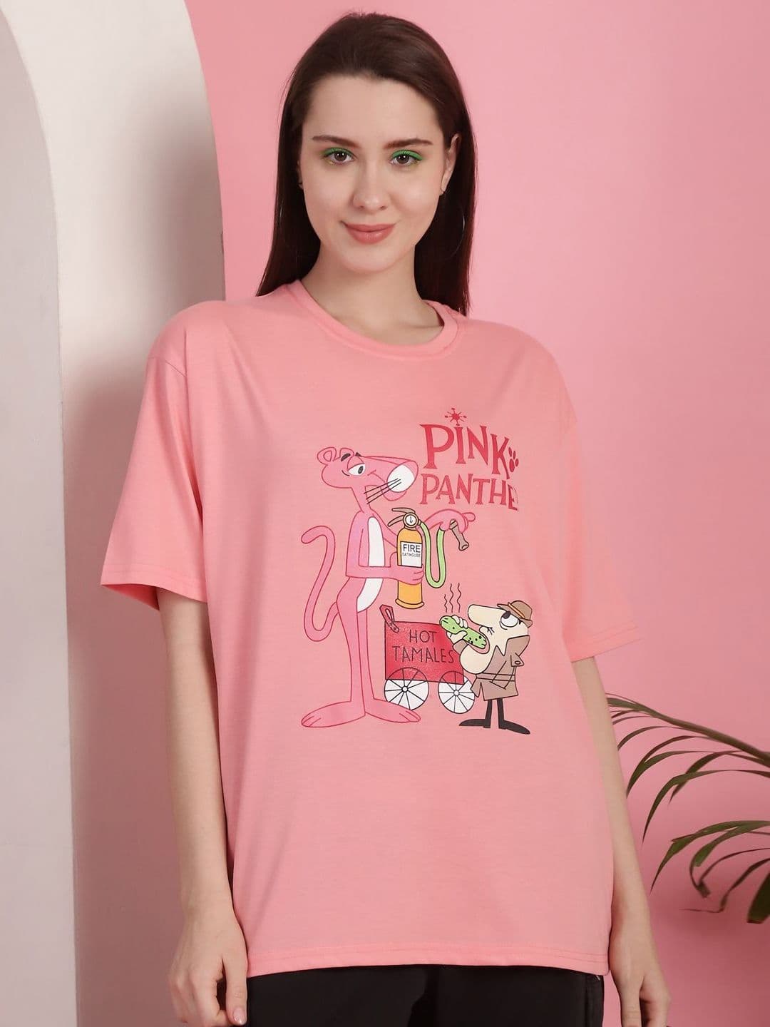 Metronaut Women Graphic Printed Round Neck Cotton Oversized T-shirt - view 1