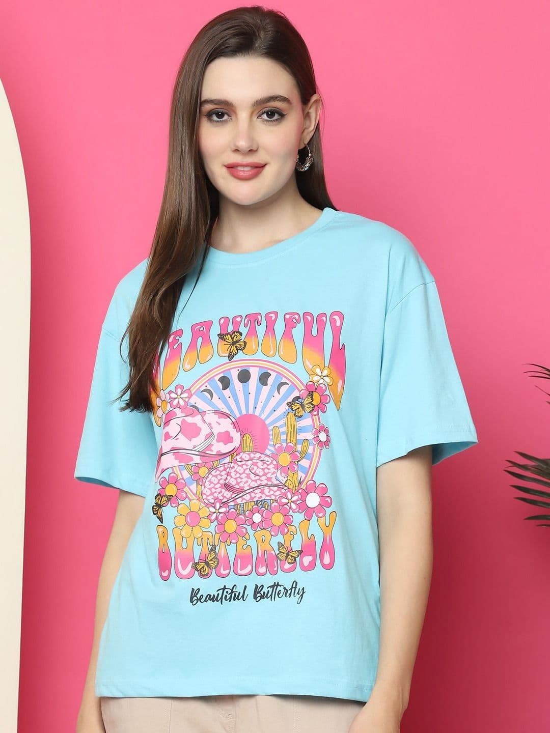 Metronaut Women Graphic Printed Round Neck Cotton Oversized T-shirt - view 1