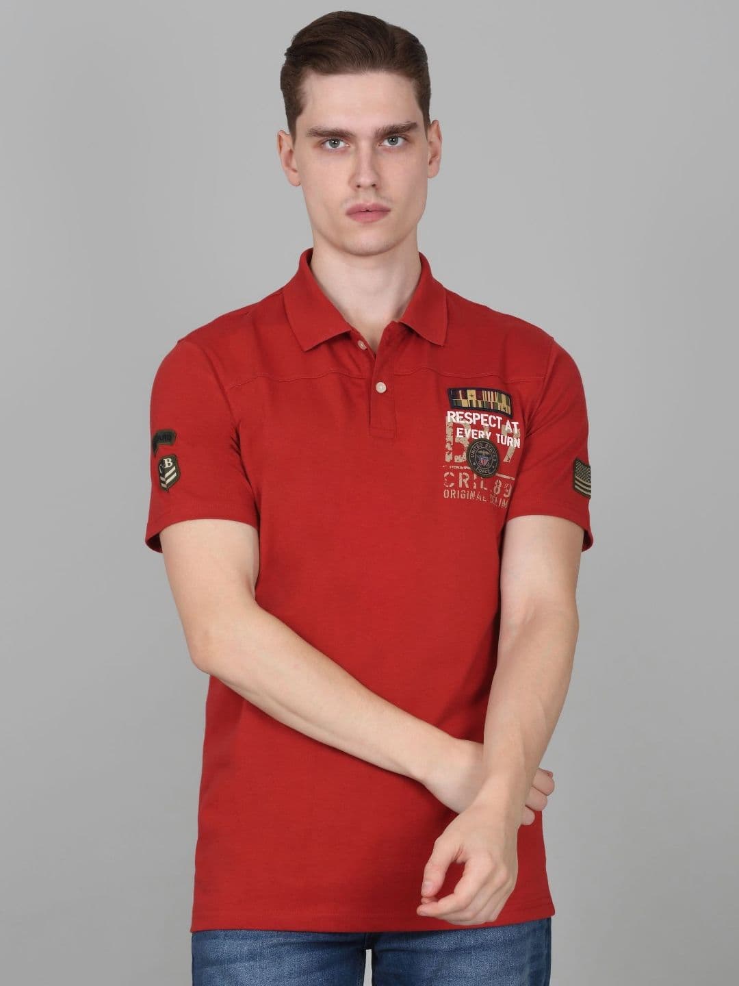 Cantabil Men Typography Printed Polo Collar Cotton T-shirt - view 1