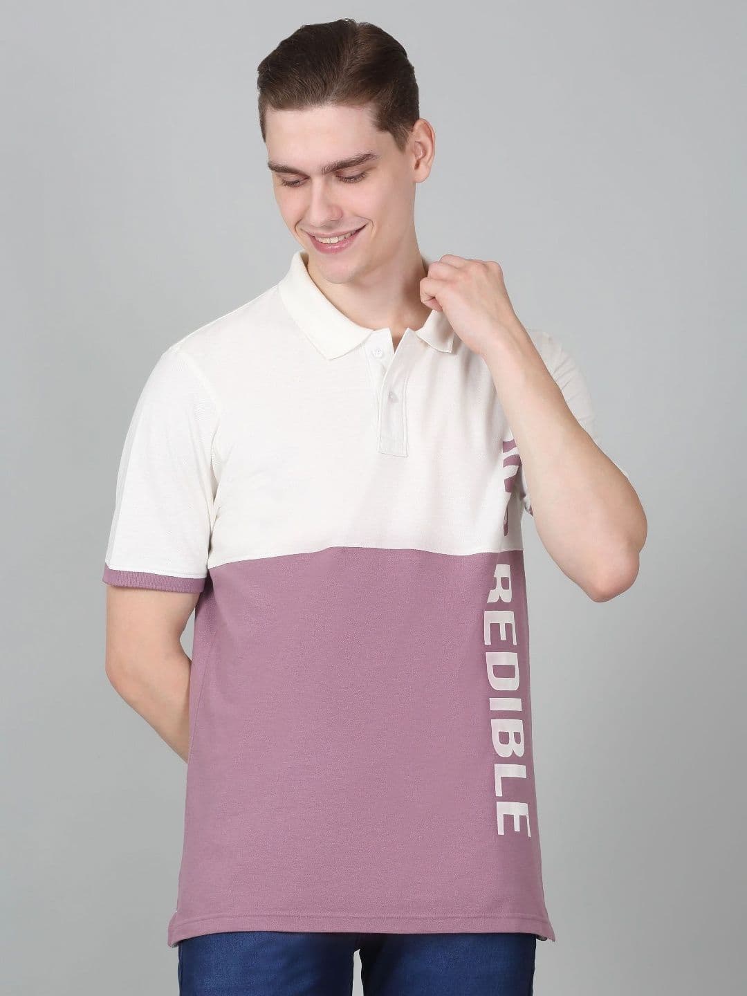 Cantabil Men Colourblocked Polo Collar Cotton T-shirt - view 1