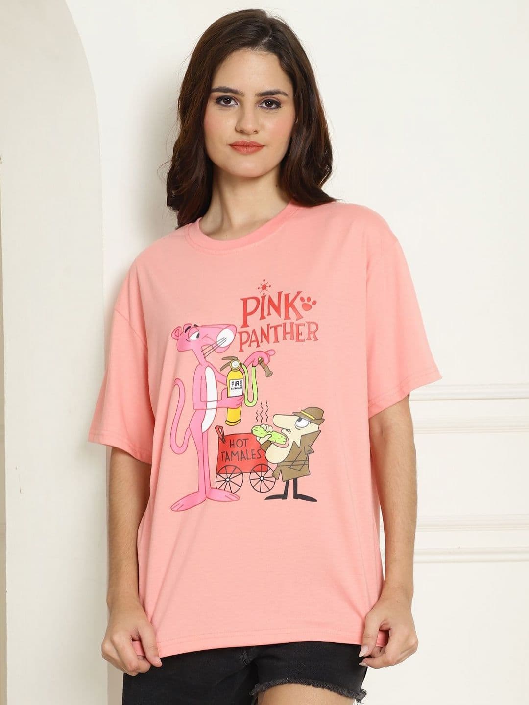Metronaut Women Graphic Printed Round Neck Cotton Oversized Longline T-shirt - view 1