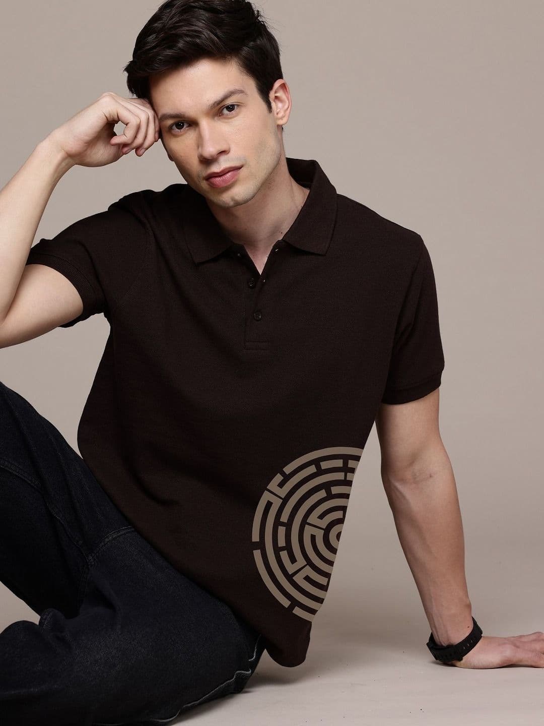 Moda Rapido Men Graphic Printed Polo Collar Cotton T-shirt - view 1