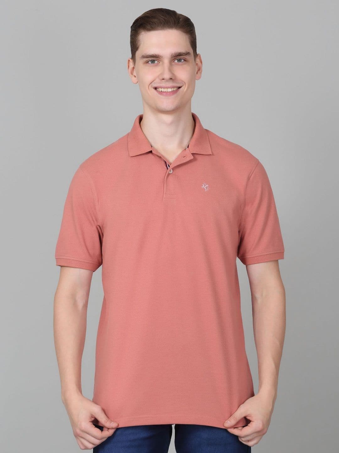 Cantabil Men Solid Polo Collar Cotton T-shirt - view 1