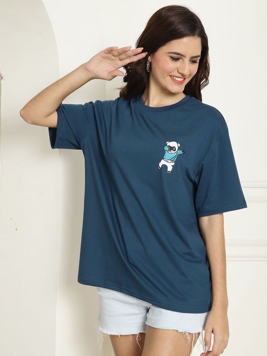 Metronaut Women Graphic Printed Round Neck Cotton Oversized T-shirt - view 1