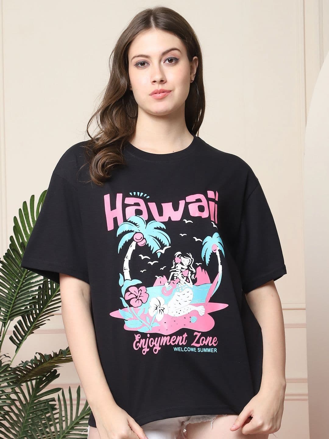Metronaut Women Graphic Printed Round Neck Cotton Oversized T-shirt - view 1